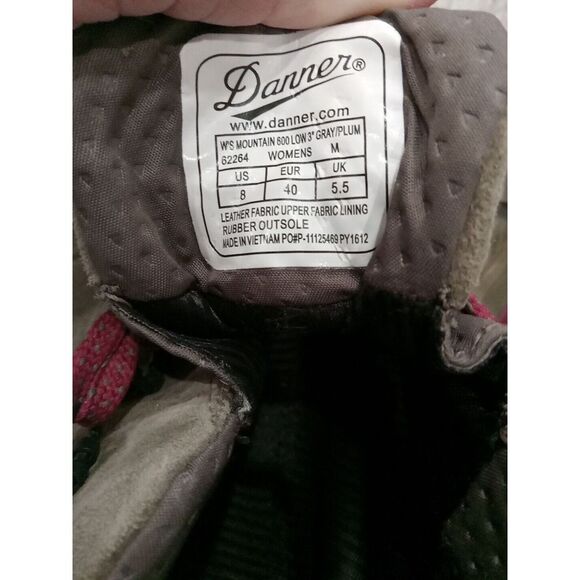 DANNER DRY Mountain 600 3" Low Hiking Boots 62264 Women's Sz 8. Gray Plum Vibram - Picture 6 of 8